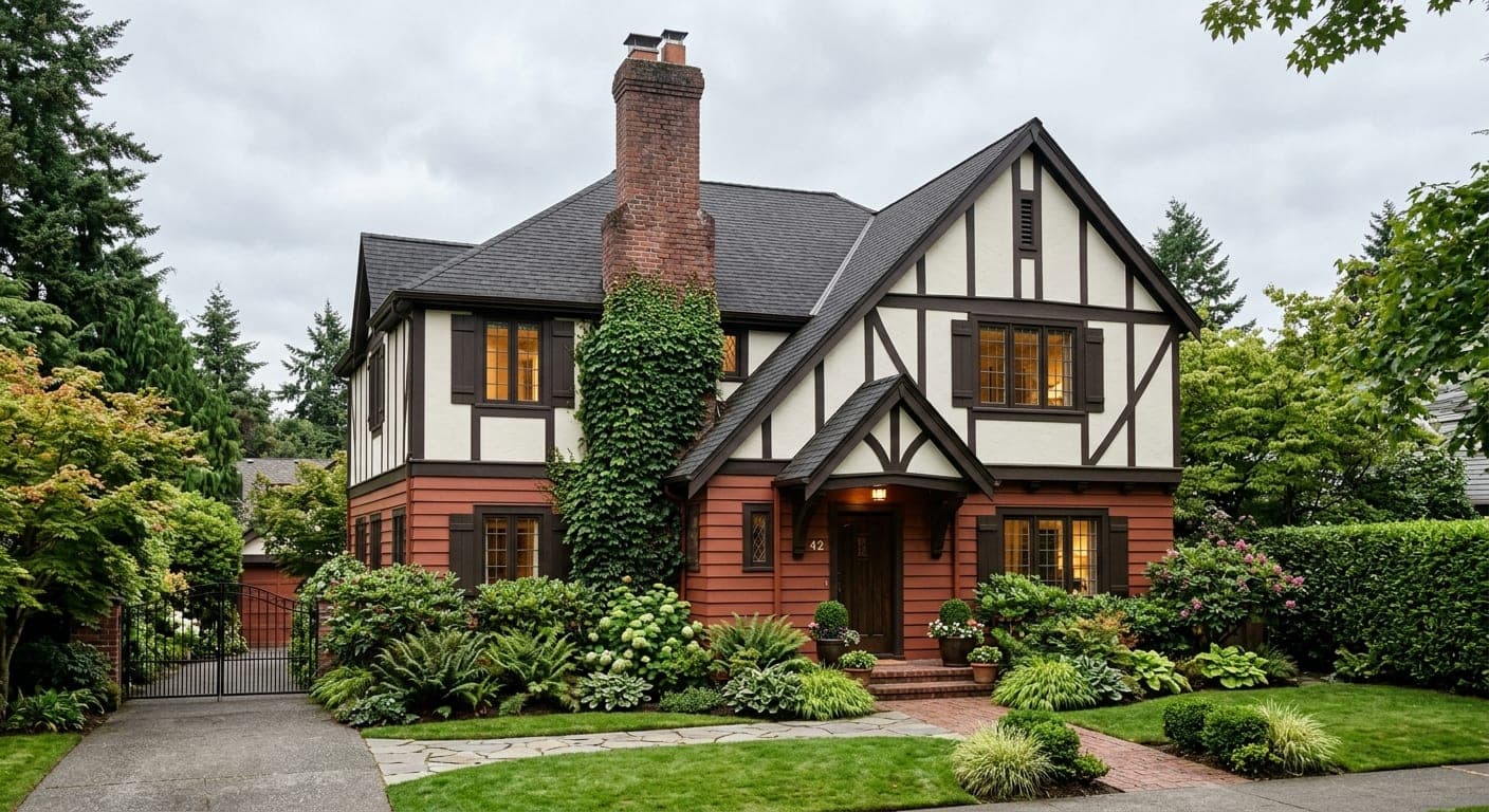 Completed Tudor-style residential exterior repaint by Alltech Painting in Queen Anne